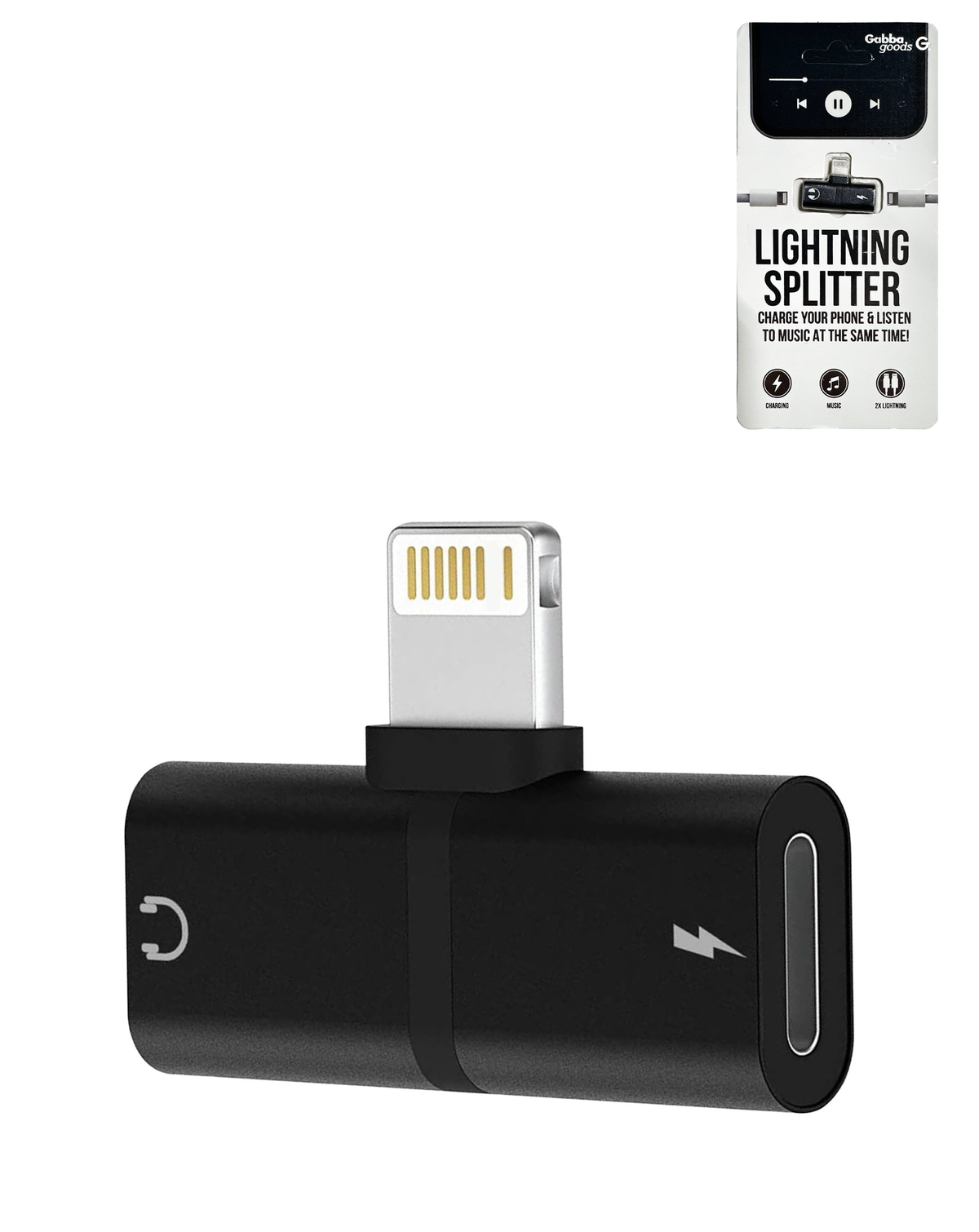Mini USB-L to USB-L Splitter — Black