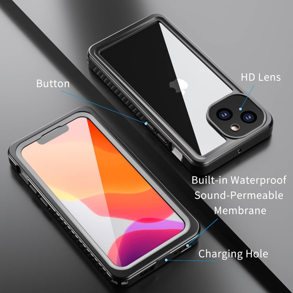 Crystal Clear Water-Resistant Case for iPhone 13