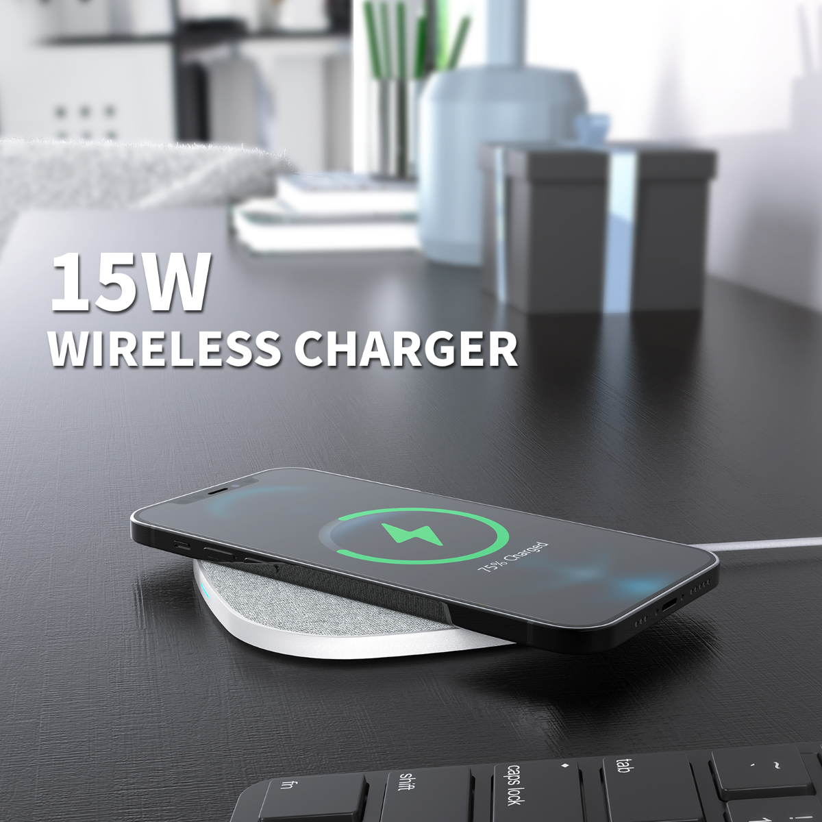 Esoulk QI Wireless Charger — 5ft, 15W, White