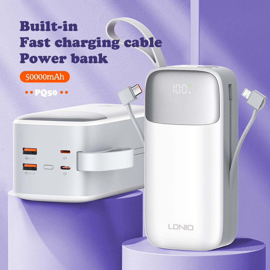 LDNIO PQ50 Power Bank with Lanyard — 50000 mAh / 22.5W