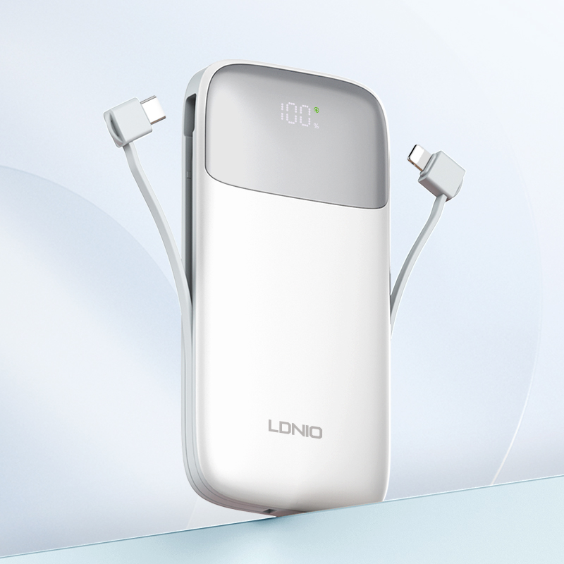 LDNIO PQ20 Power Bank with Digital Display — White, 20000 mAh / 22.5W