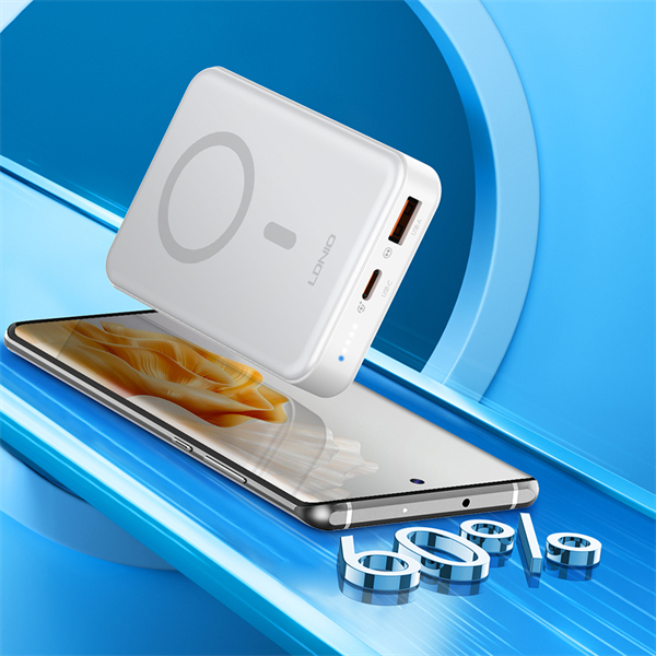 LDNIO PQ16 Magnetic Wireless Power Bank — White, 10000 mAh