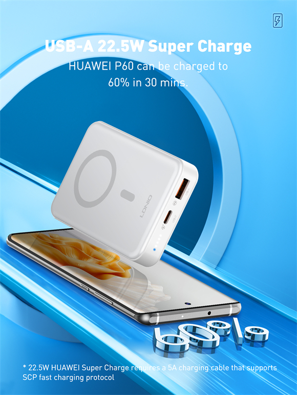 LDNIO PQ16 Magnetic Wireless Power Bank — White, 10000 mAh