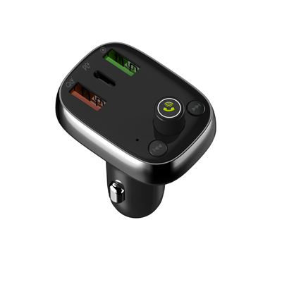 LDNIO C704Q Bluetooth 5.0 FM with 2X USB A+c Car Charger with USB-C to Lightning Cable — 3ft, 30W