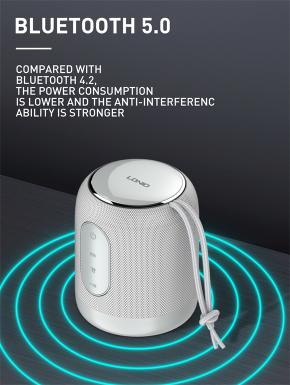 LDNIO BTS12 Bluetooth 5.0 Wireless Speaker — 2000 mAh, Silver