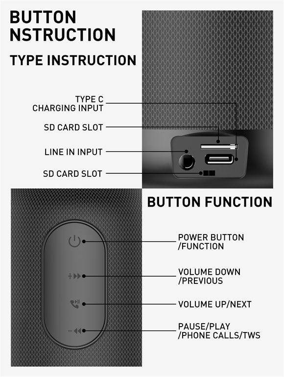 LDNIO BTS12 Bluetooth 5.0 Wireless Speaker — 2000 mAh, Silver