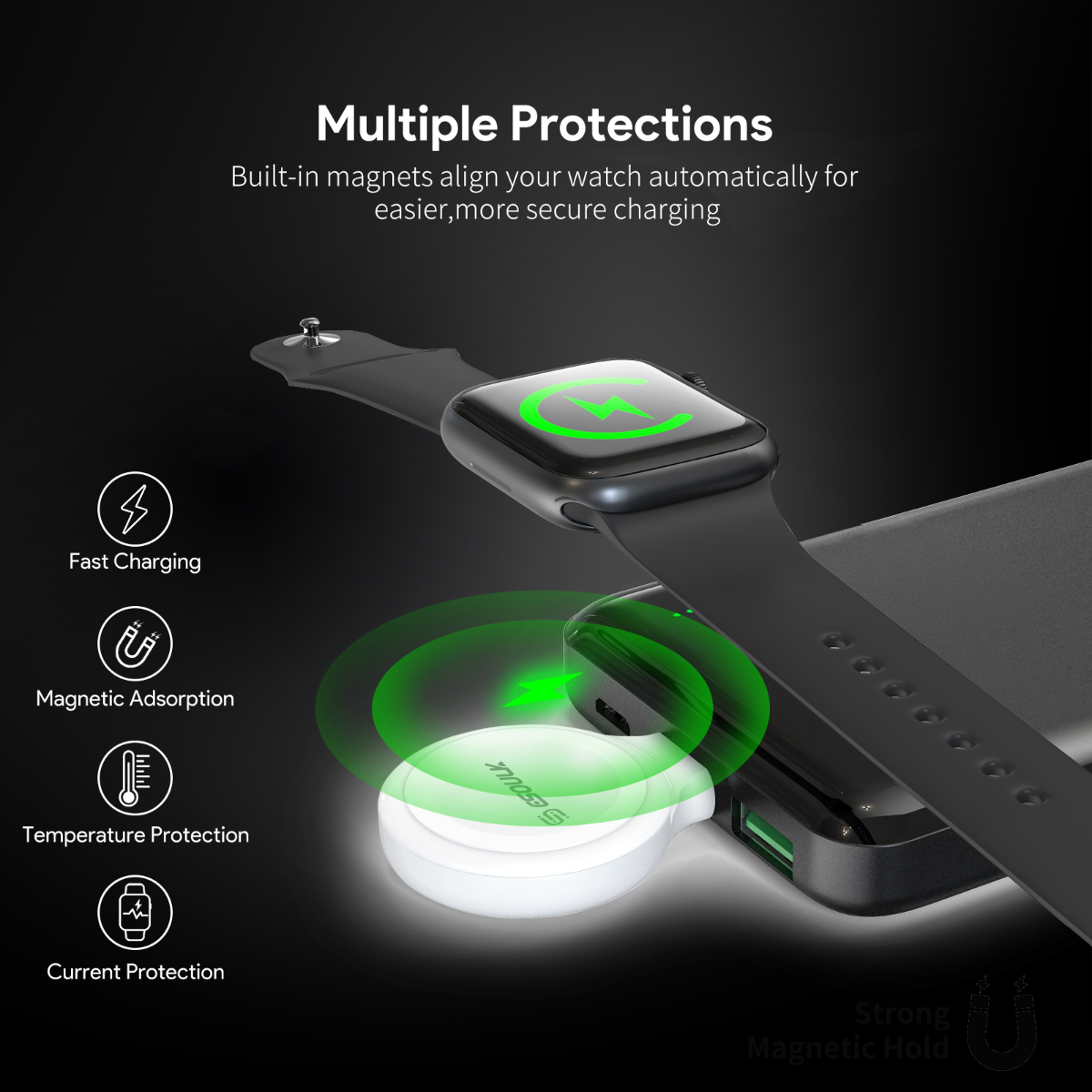 Esoulk Convenient Magnetic Wireless Charger for Smart Watch - White