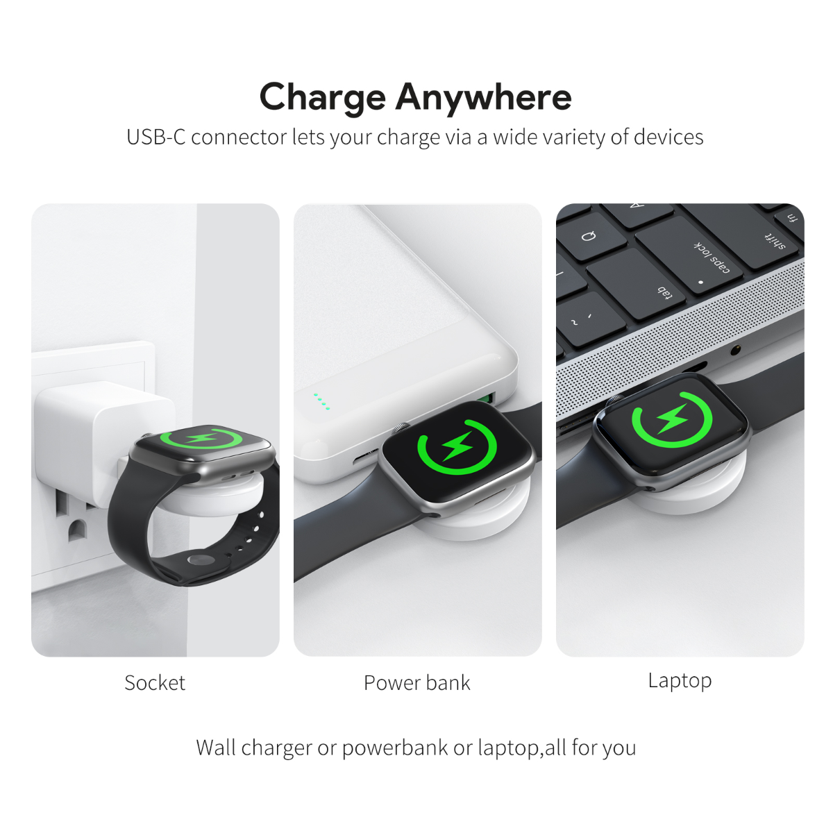 Esoulk Convenient Magnetic Wireless Charger for Smart Watch - White