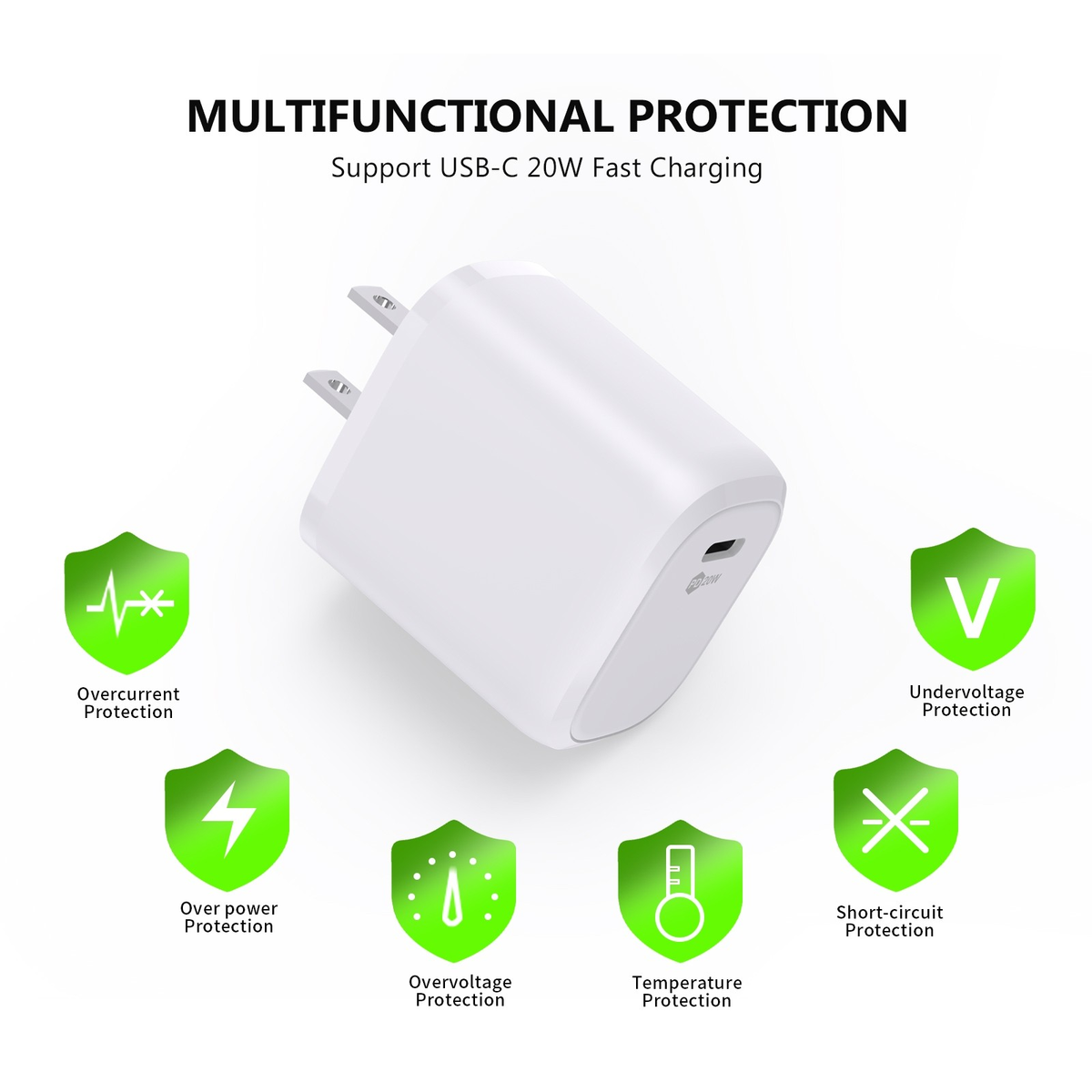 Esoulk USB-C Wall Adapter — 20W, White