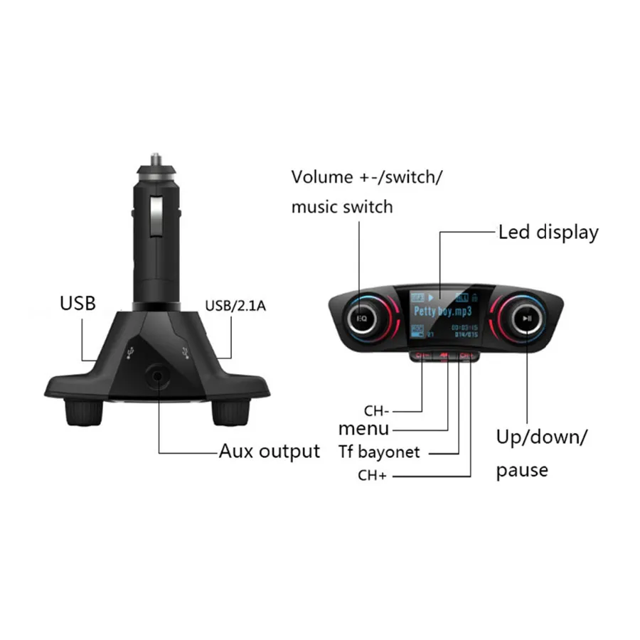 Bluetooth Car FM Transmitter MP3 Player Hands free Radio Adapter Kit USB Charger