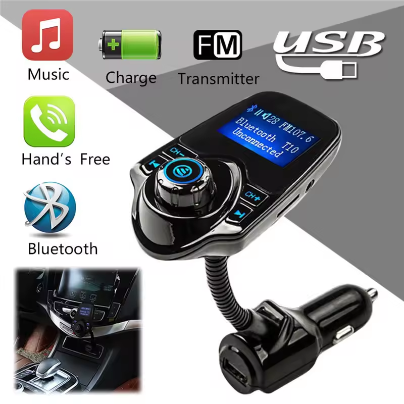 T10 Bluetooth Car Kit Wireless FM Transmitter USB Charger Audio MP3 Player