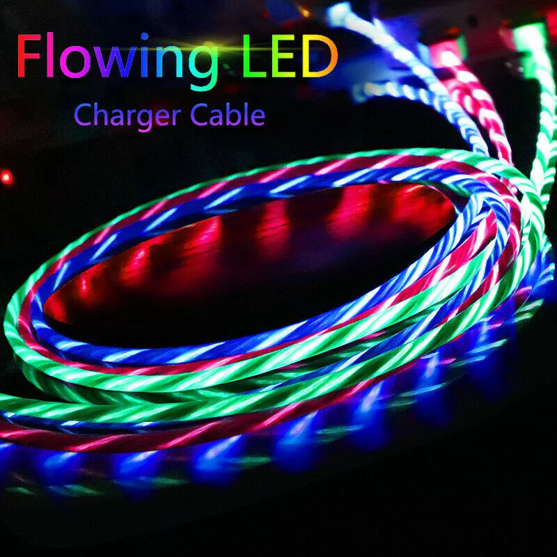 Visible USB-A to Lightning Non-MFI Flowing LED Fast Charging Cable — Pink, 3ft, 10W