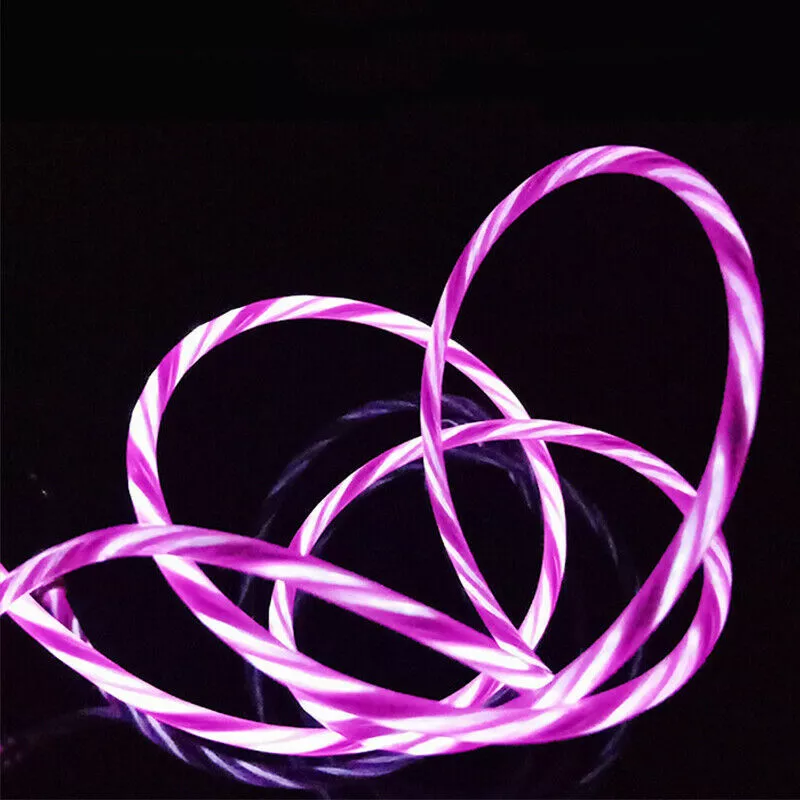 Visible USB-A to USB-C Flowing LED Fast Charging Cable — Purple, 3ft, 10W