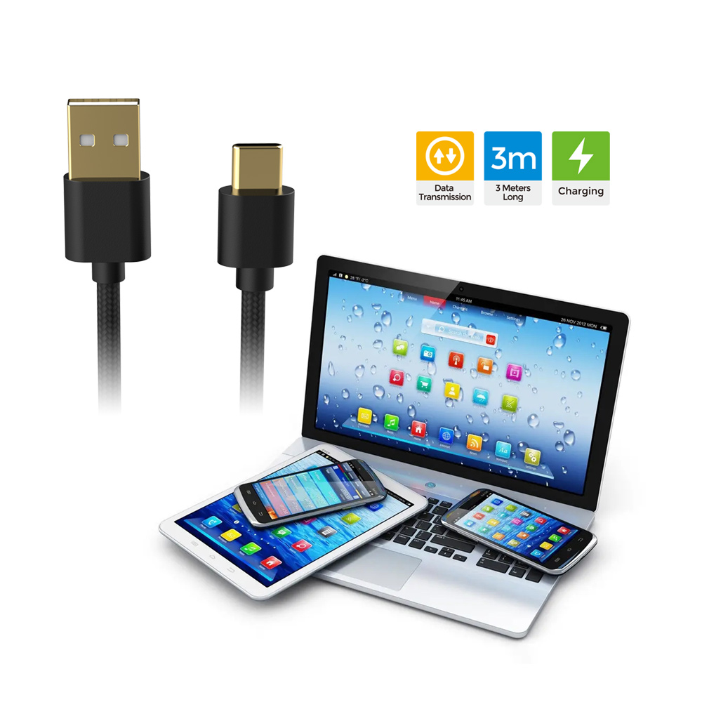 Dobe USB-A to USB-C Data Cable for PlayStation 5 / Xbox Controllers — 9ft