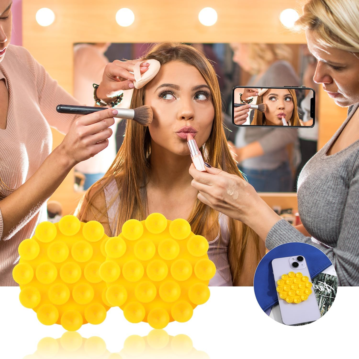 Silicone Suction Cup Phone Holder - Yellow