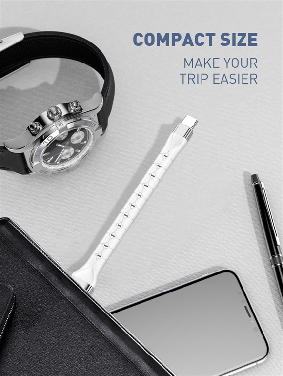 LDNIO LS50 USB-A to Lightning Non-MFI Tpe Bracelet Charging Cable — White, 0.5ft, 12W