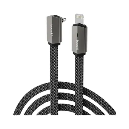 Toocki Car Series USB-C to Lightning Non-MFI Thick Braided Fast Charging Data Cable — Gray, 3ft, 20W