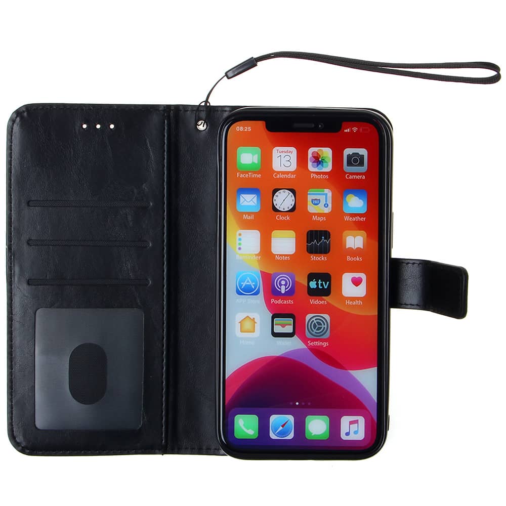 Wallet Leather Case for iPhone 12 Mini — Black
