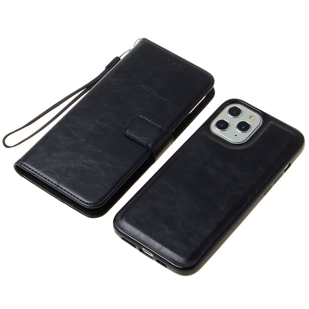 Wallet Leather Case for iPhone 12 Mini — Black