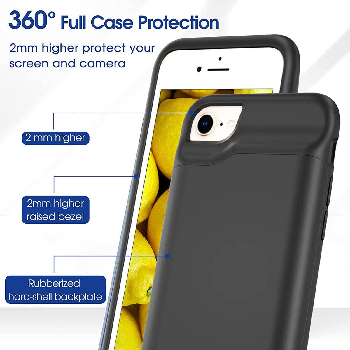 Portable Protective Charging Case for iPhone 8P/7P/6SP/6P — 8000 mAh, Black