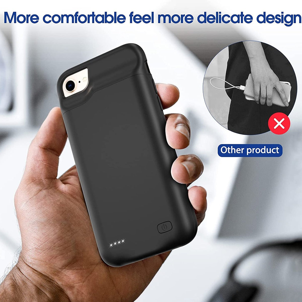 Portable Protective Charging Case for iPhone 8P/7P/6SP/6P — 8000 mAh, Black