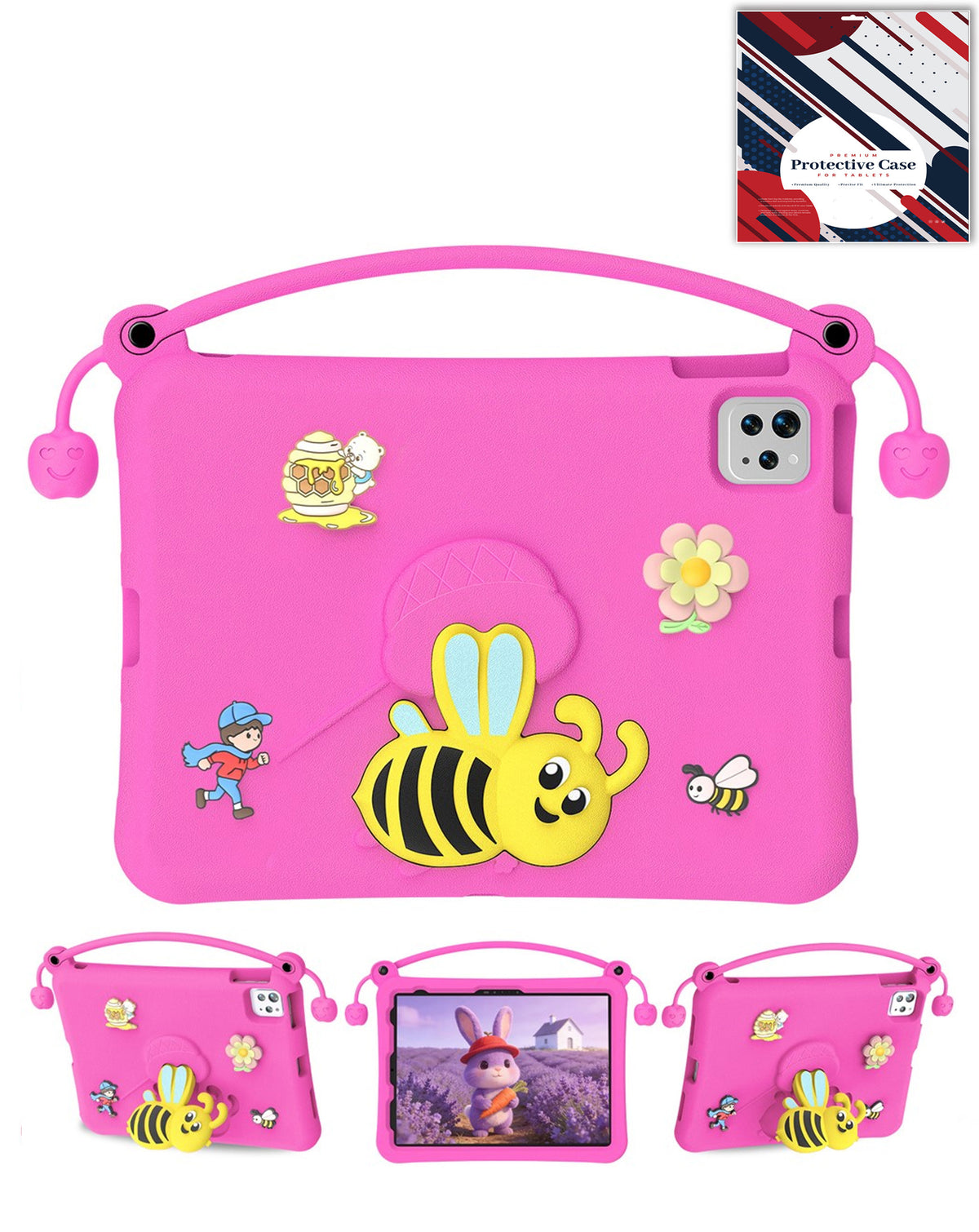 Heavy-Duty Shockproof Kickstand Kids Case for iPad 10 2022 10.9 — Hot Pink