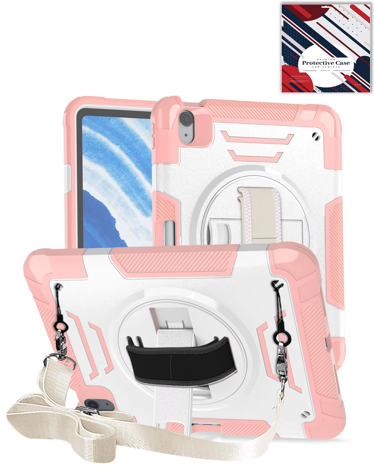 Heavy-Duty Shockproof Kickstand Case for iPad 10 2022 10.9 — Pink