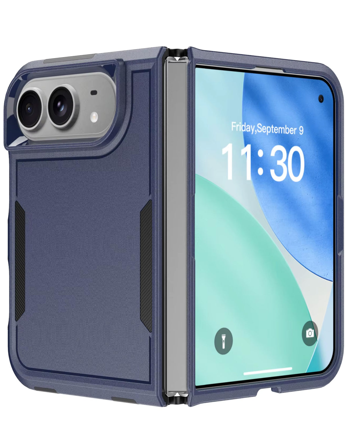Dual Layer Shockproof Strong Case with Ring for iPhone Duo — Navy Blue