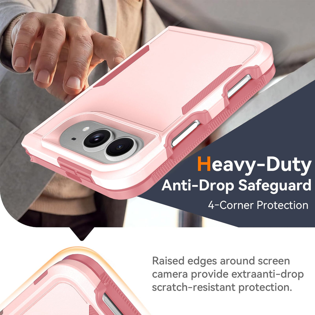 Dual Layer Shockproof Strong Case with Ring for iPhone Duo — Pink