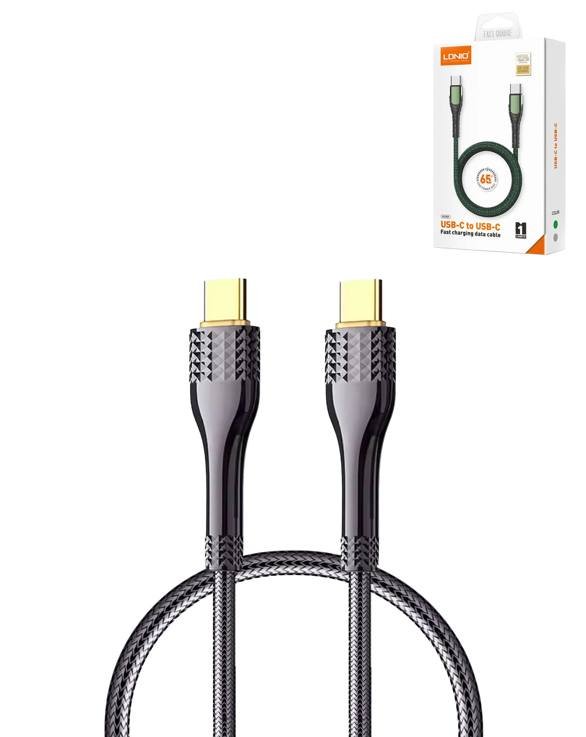 LDNIO LC651c USB-C to USB-C Fast Charging Cable — 3ft, 100W, Gray