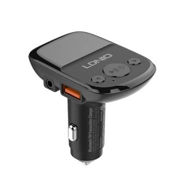 LDNIO C706Q Bluetooth 5.0 FM with 2X USB A+c Car Charger with USB-A to Lightning Cable — 3ft, 25W