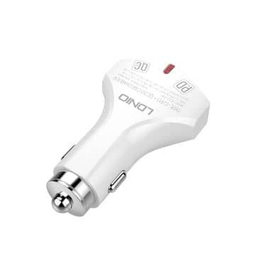LDNIO C60P PD QC3.0 Dual USB A+c Car Charger with USB A-M Cable — 3ft, 36W