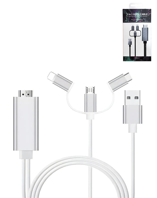 Display 3in1 Cable for HDMI & USB L / M / C — Hdtv / Charging & Data