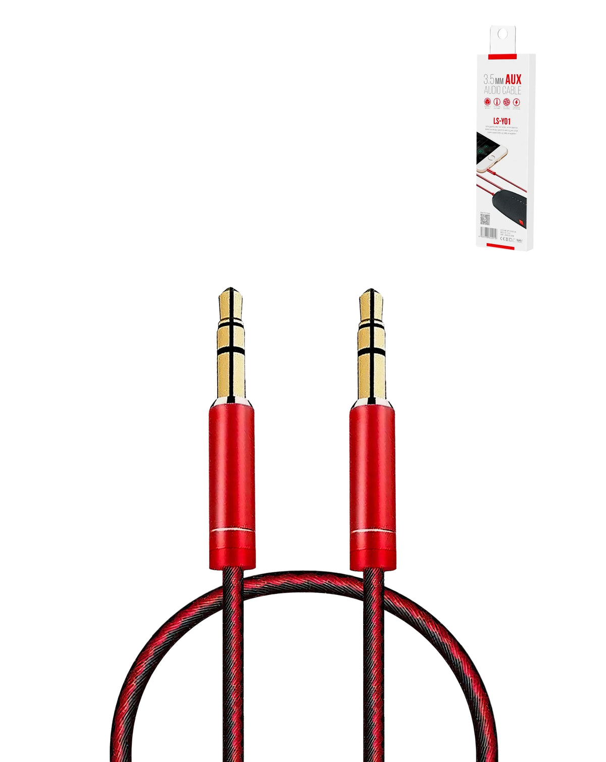 LDNIO LYS01 Aux-aux Cable — Red, 3ft