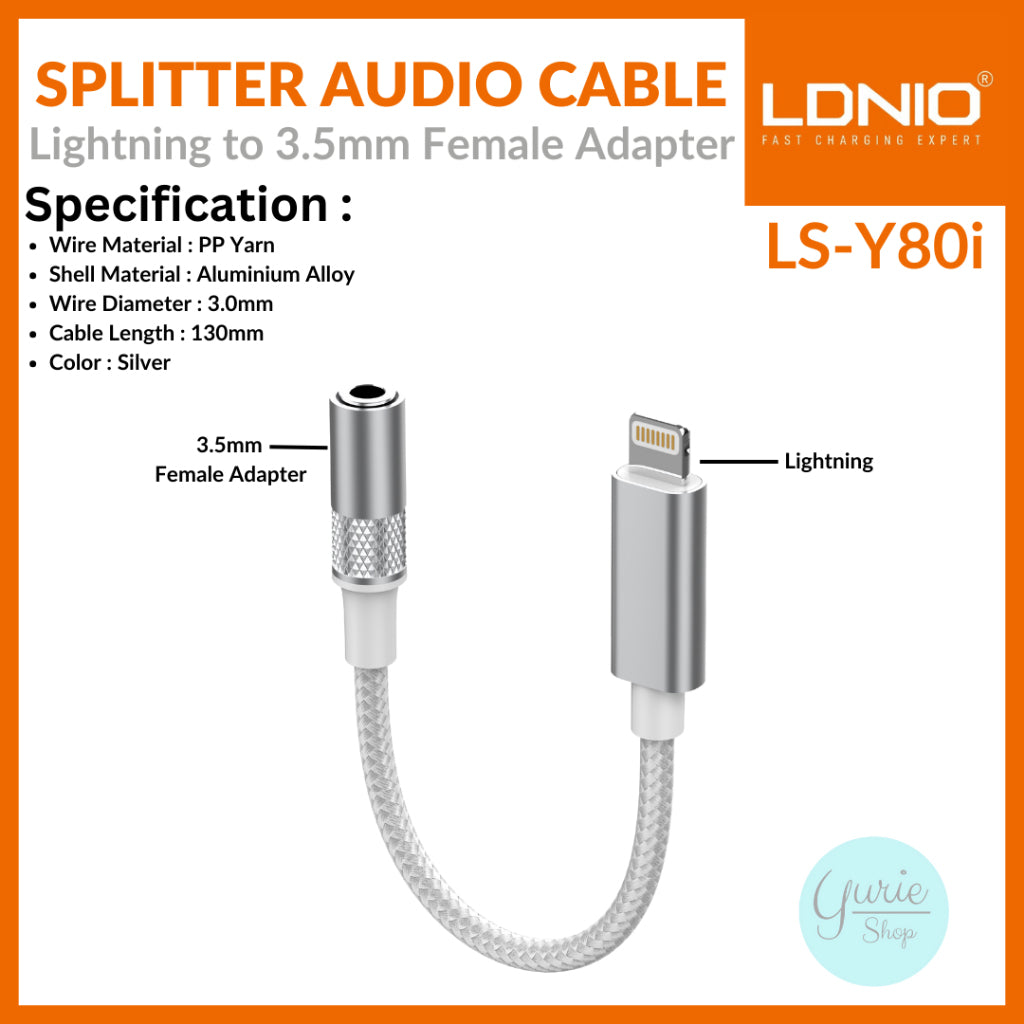 LDNIO LSY80i Lightning to AUX Female Audio Adapter — White