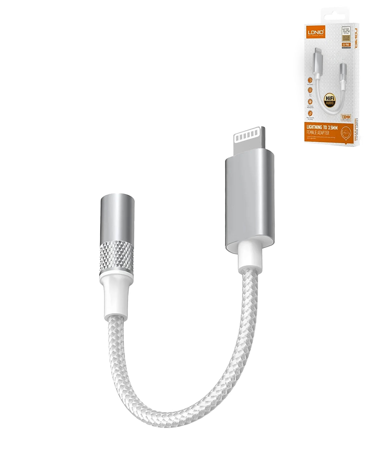 LDNIO LSY80i Lightning to AUX Female Audio Adapter — White