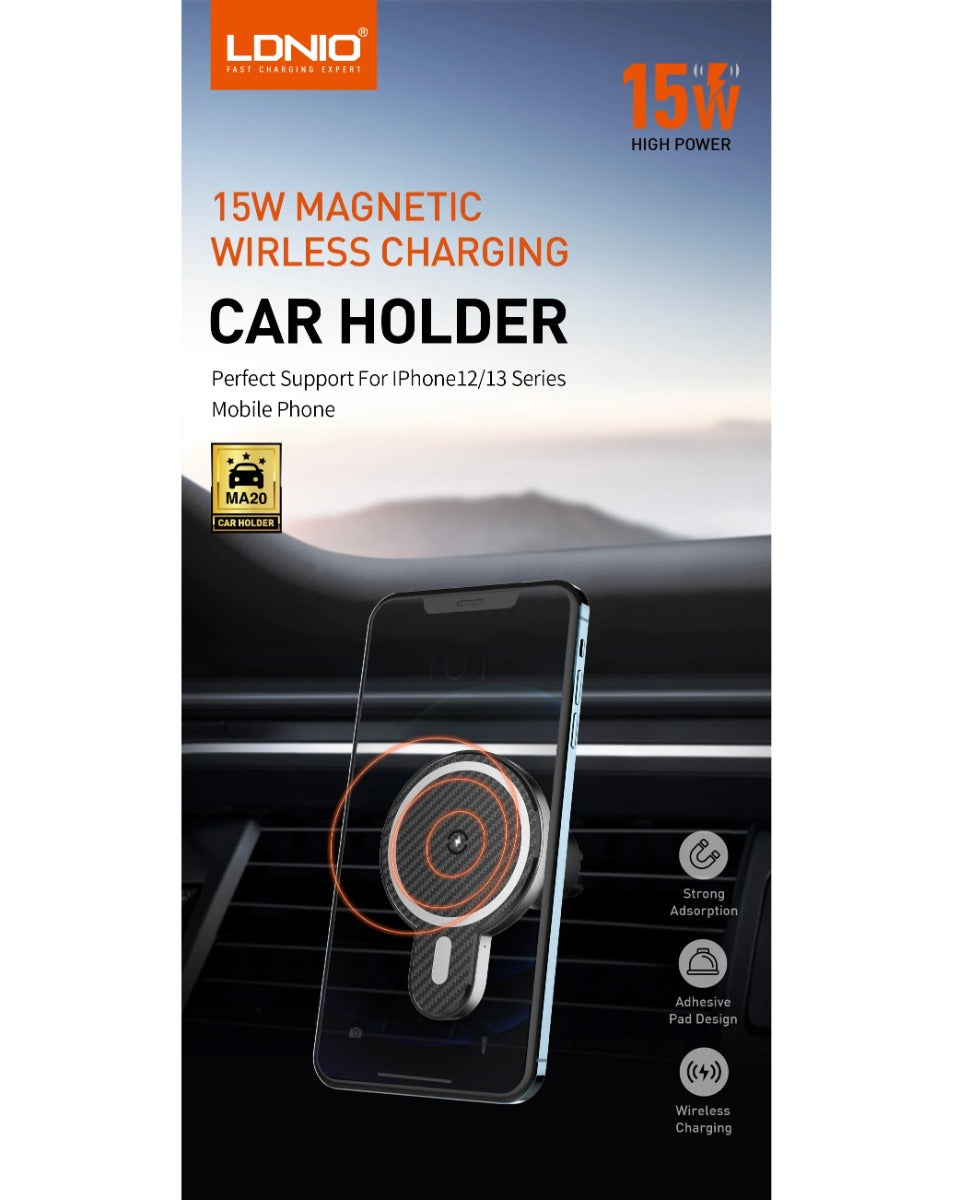 LDNIO MA20 Fast Wireless Charging Automatic Car Mount — 15W