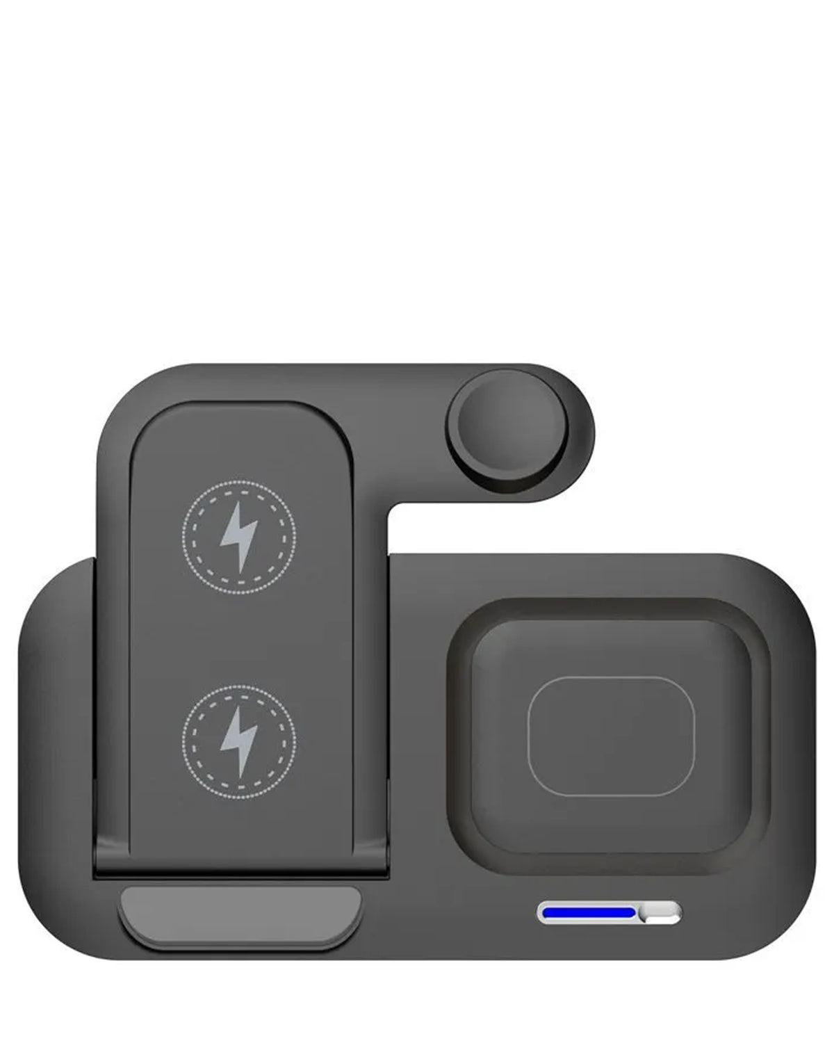 4-in-1 Wireless Charger Stand Fast Charging Station & Touch Nightlight — 15W, Black