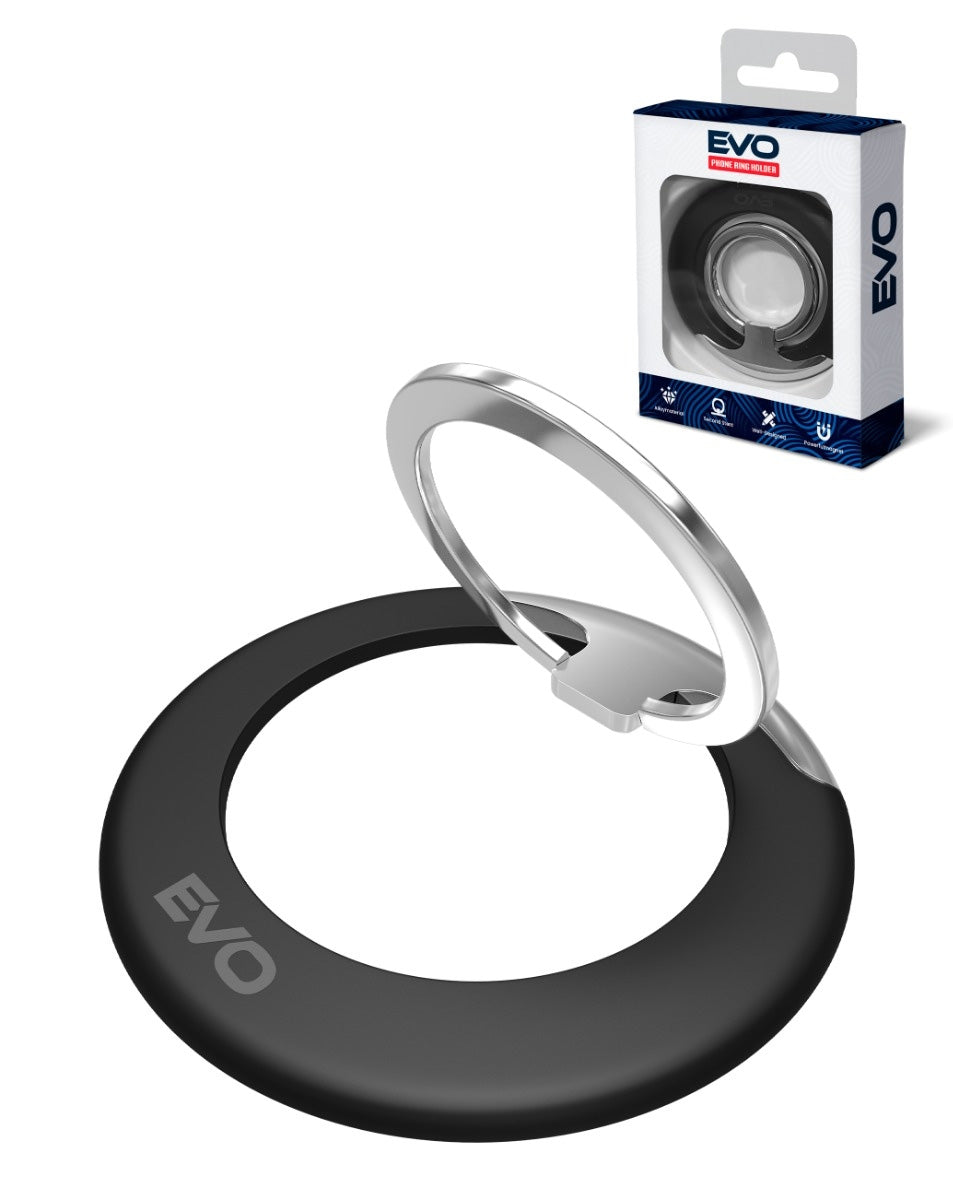 EVO PO1 Magnetic Phone Ring Compatible with Wireless Charging - Black