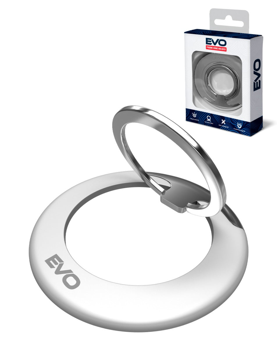 EVO PO1 Magnetic Phone Ring Compatible with Wireless Charging - White
