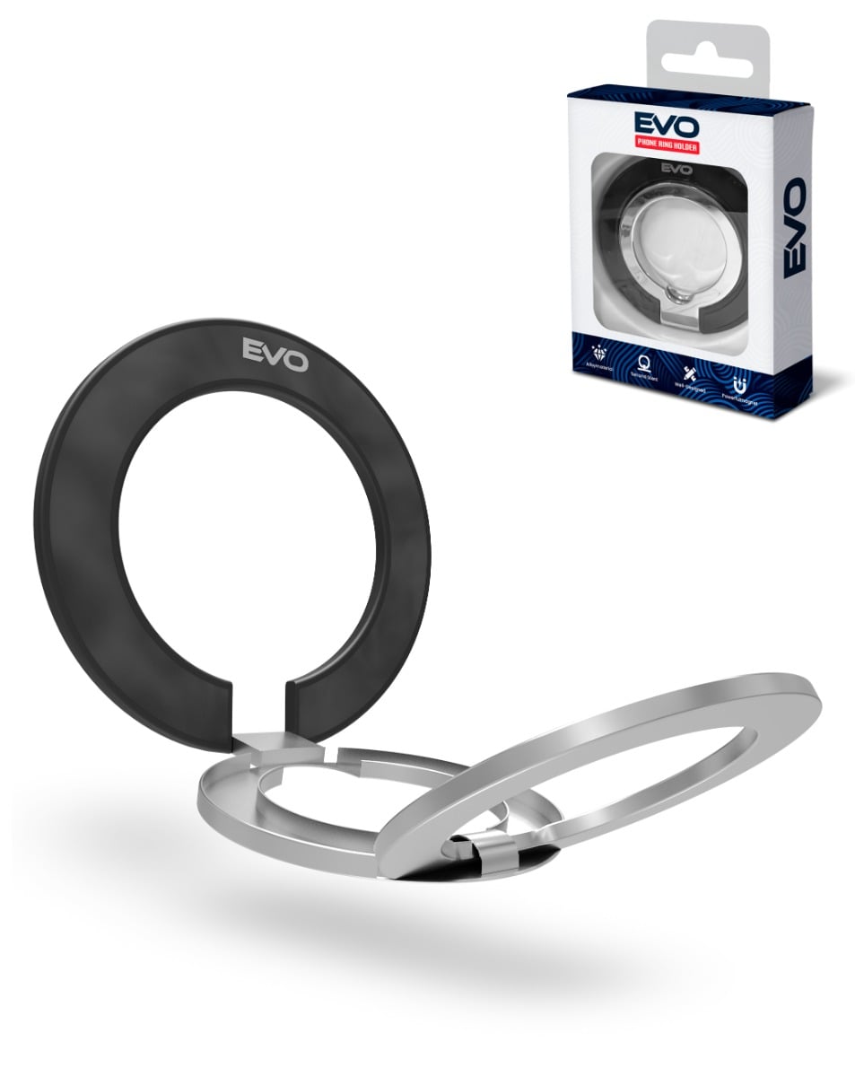 EVO PO2 Magnetic Phone Ring Compatible with Wireless Charging - Black