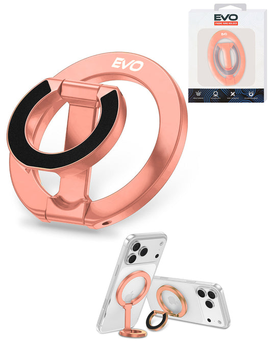 EVO FlexRing Magnetic Phone Holder with Kickstand Support & Wireless Charging — Gold