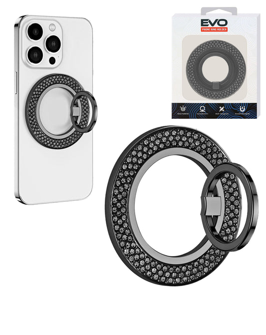 EVO PO1 Magnetic Phone Ring Compatible with Wireless Charging — Black