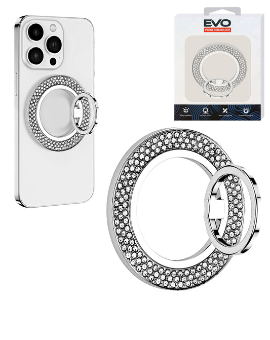 EVO PO1 Magnetic Phone Ring Compatible with Wireless Charging — Silver