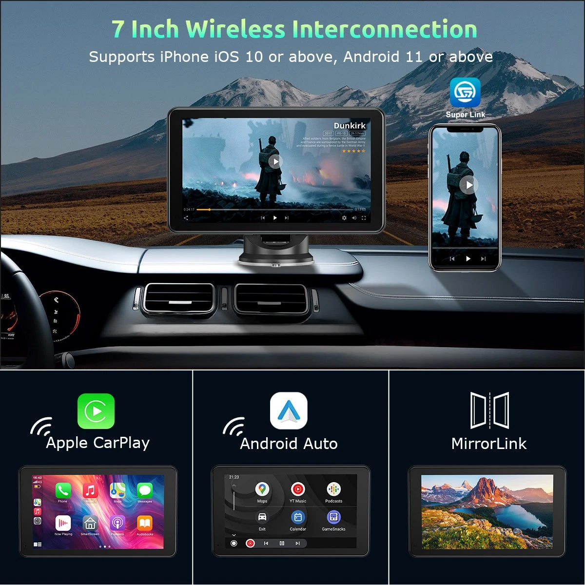 7'' USB-C Interface for CarPlay and Android Auto