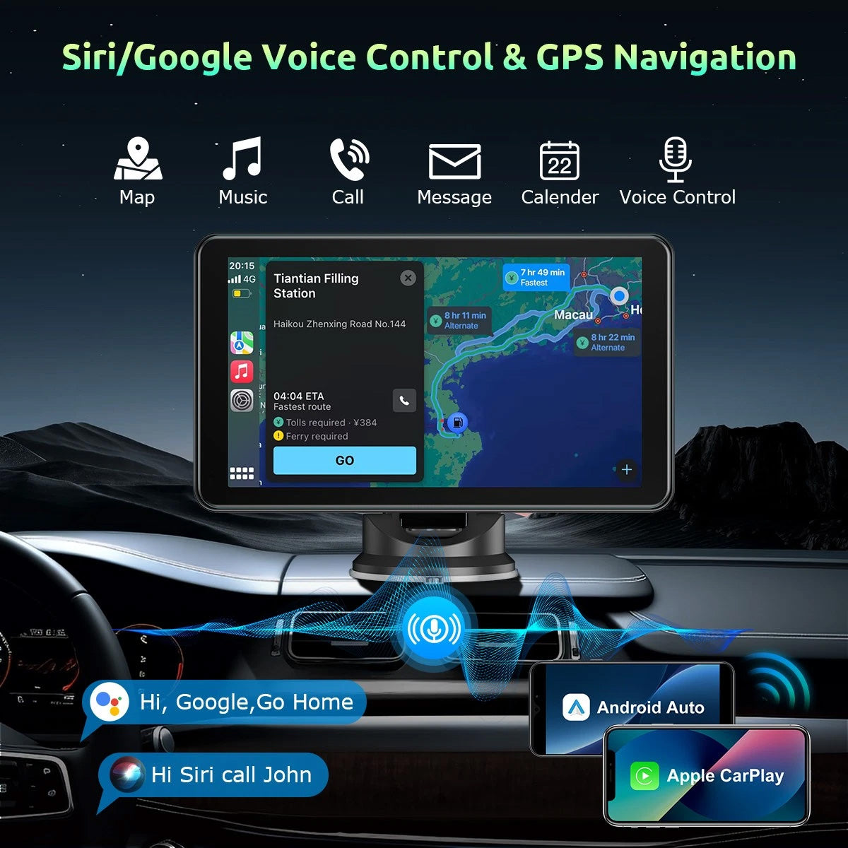 7'' USB-C Interface for CarPlay and Android Auto
