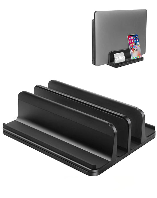 Aluminum Vertical Laptop Stand for Laptops / Tablets / Smartphones — Black