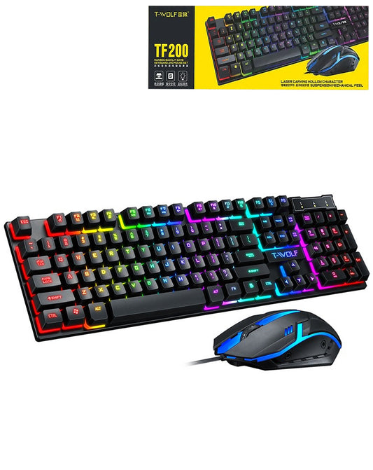 2in1 RGB Full Size Wired Gaming Keyboard and Mouse with Multimedia Keys — TF200