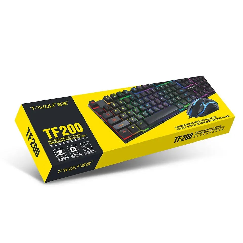 2in1 RGB Full Size Wired Gaming Keyboard and Mouse with Multimedia Keys — TF200