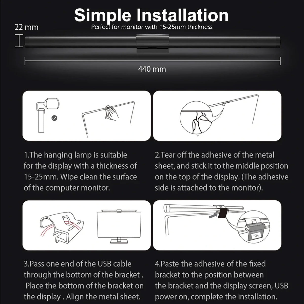 Knob Control Anti-Glare Aluminum LED Monitor / Ambience Light — 44cm